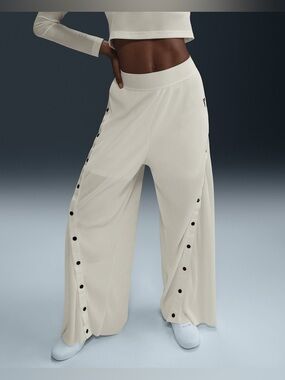 NWT Kobe Womens Pleated Tear Away Pants IB0016-133 White/Black Size XL